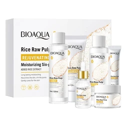 Face Skins Care Rice Puree Serums Kit Moisturizing Skins Rejuvenation Healthy Anti Wrinkles Korean Cosmetic Makeup Set