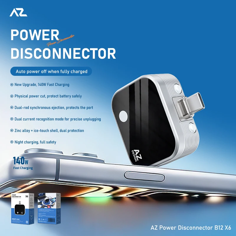 AZ Intelligence Full Charge Auto-Disconnect Charging Adapter 140W Type-C Fast Charging Connector For Mobile Phone Tablet Laptop