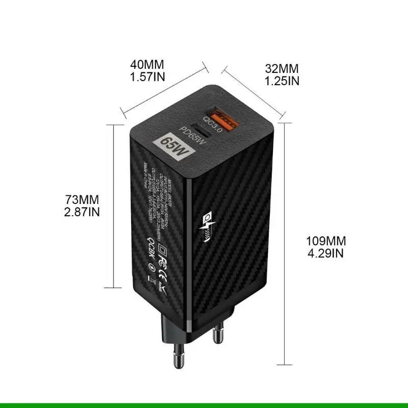 U55C 65W per Ricarica rapida Ricarica rapida per telefono Laptop USB Tipo C Adattamento rapido