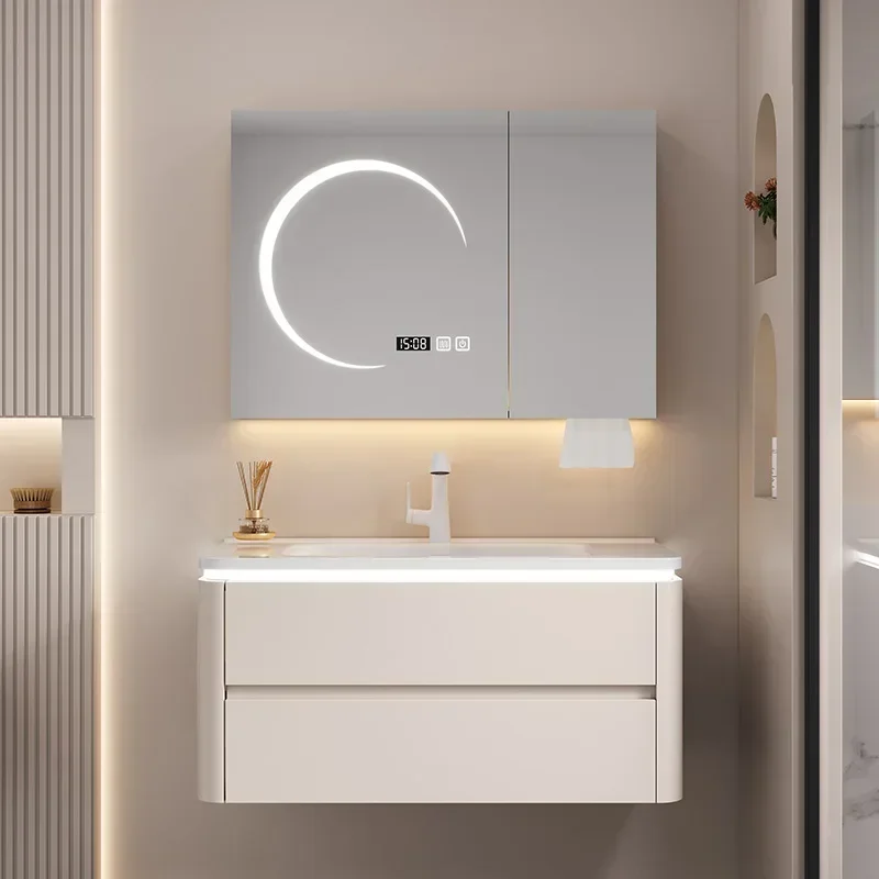 

Luxury Wooden Bathroom Cabinets Mirror Storage Space Saver Bathroom Cabinet Vanity Smart Meuble Salle De Bain Home Furniture