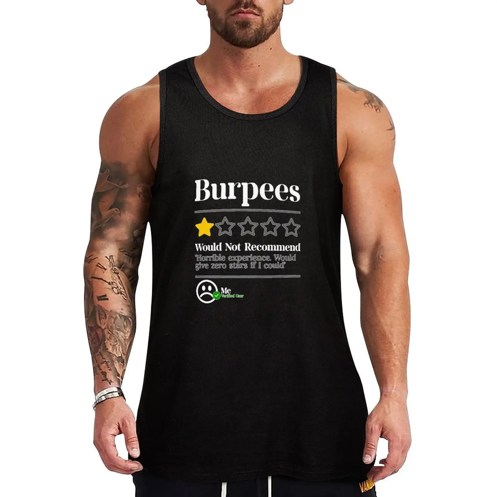 

Burpees Do Not Recommend 1 Star Rating Funny Gym Workout NL Tank Top men clothes gym clothing men Men's gym articles male top