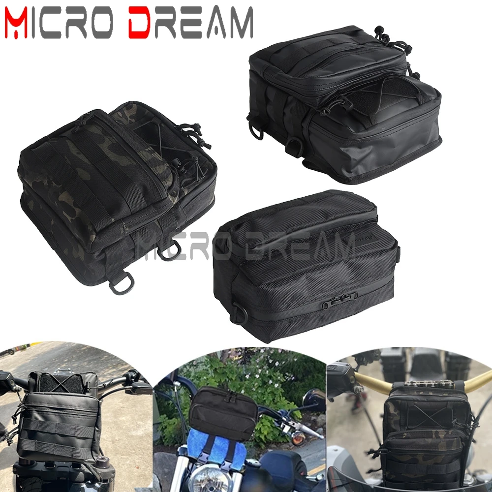 Motorcycle Handlebars T-Bar Bag Handle Bags Travel Handle Tool Bag Universal For Harley Cruiser Softail Sportsters BMW Dirt Bike