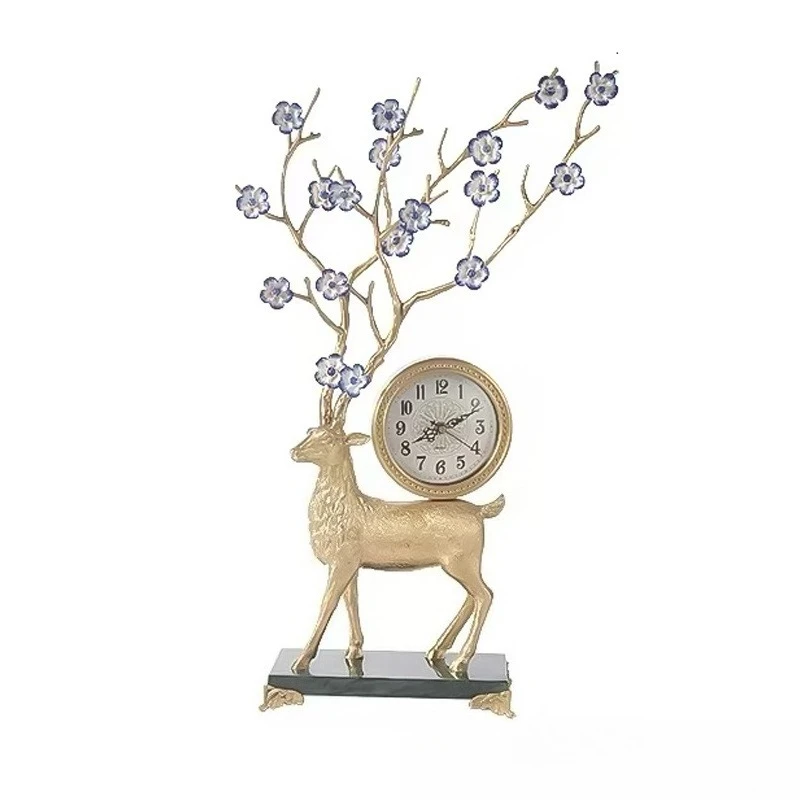

Sika deer ornament sitting clock living room wine cabinet entrance desktop decoration table clock desktop