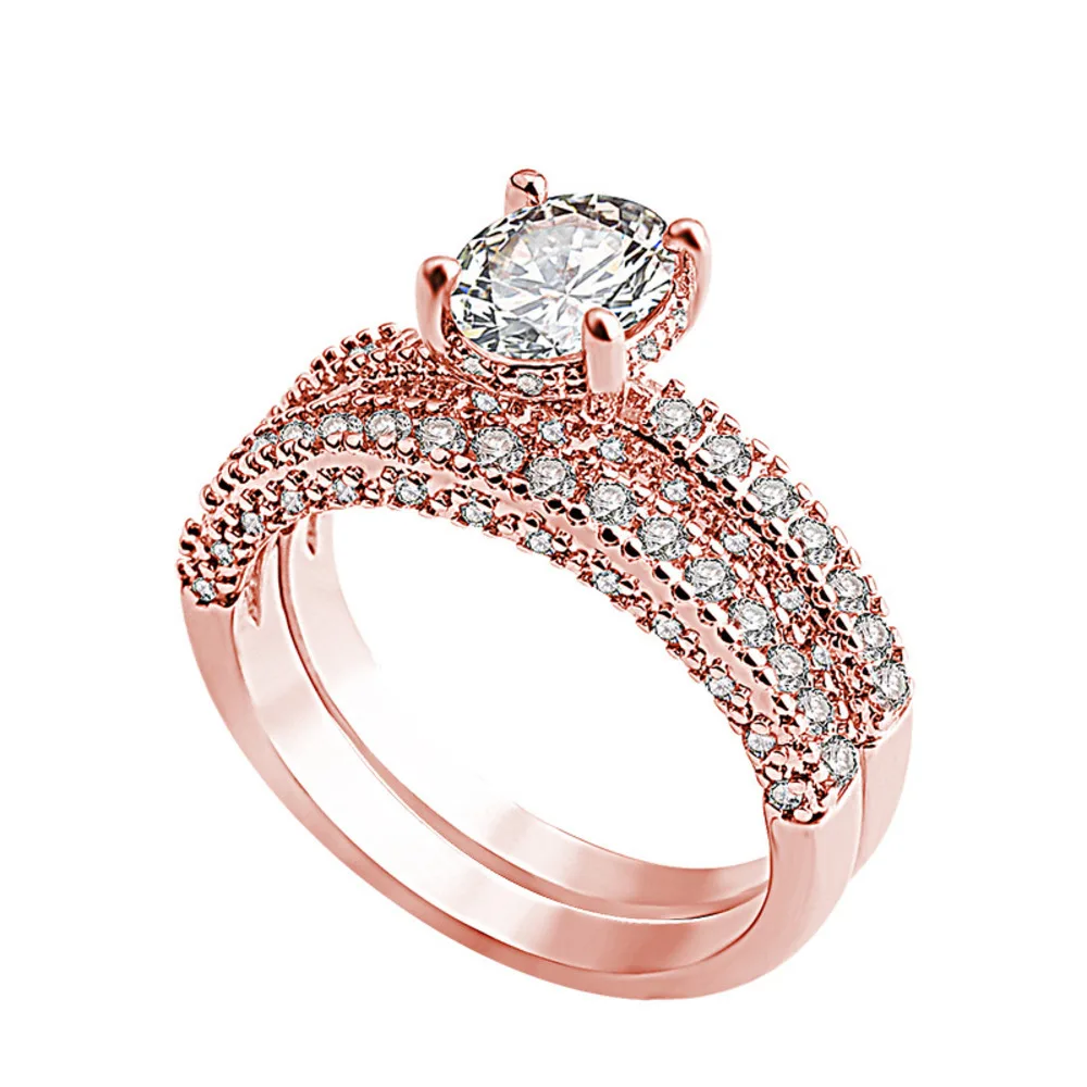 WOSIKATE الفاخرة AAA خاتم زركونيا للنساء العصرية 925 الفضة ارتفع الذهب مطلي خاتم الخطوبة مجوهرات الأزياء خاتم مجموعة الهدايا #5