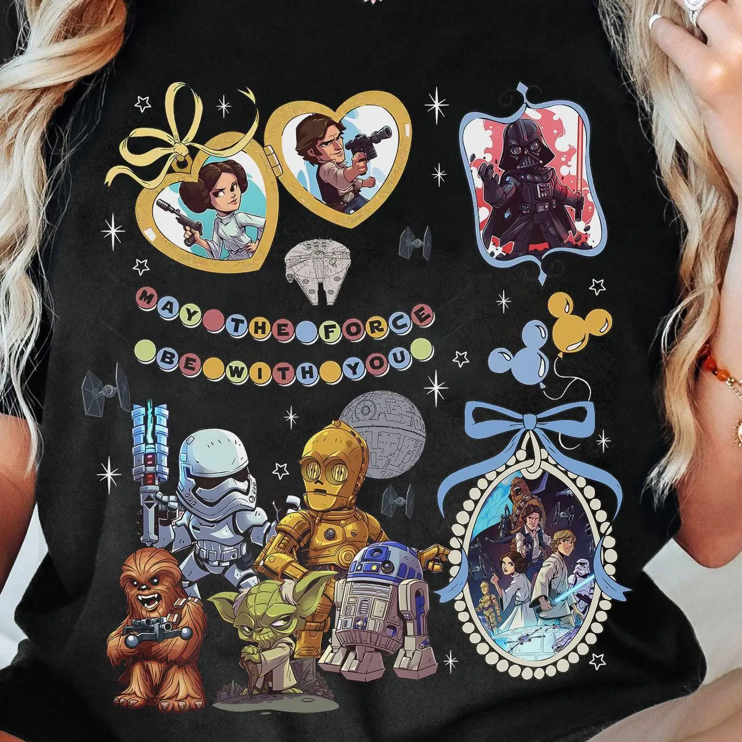 Coqueta arco acuarela Disney Star Wars camisa Darth Vader Chewie R2D2 C3Po camiseta Disneyland familia camiseta a juego