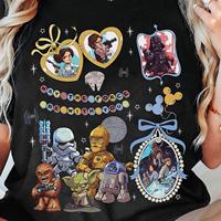 Coquette Bow Watercolor Disney Star Wars Shirt Darth Vader Chewie R2D2 C3Po Tshirt Disneyland Family Matching Tee
