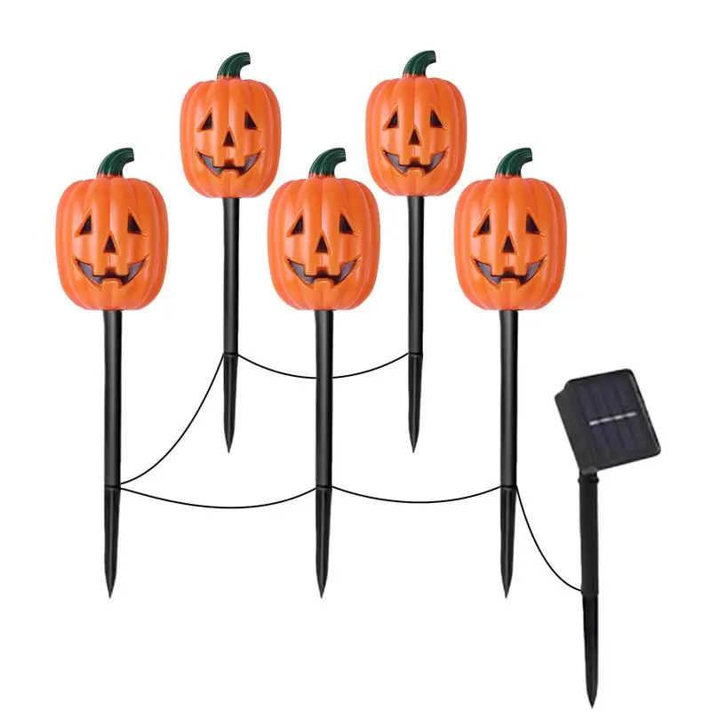 Halloween Pumpkin Lights Orange Jack Solar Ground Pathway Markers Lights Lantern Pumpkin Garden Stakes party decor accessories