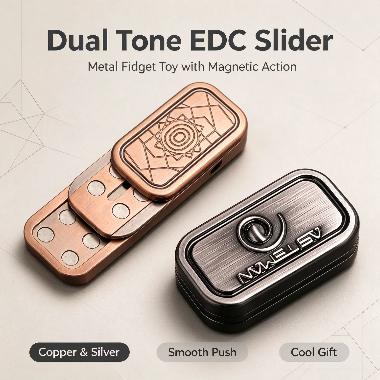 Heavy Duty EDC Metal Magnetic Push Slider Fidget Toy Tactile Haptic Stress Relief Desk Toy Cool Gift for Men