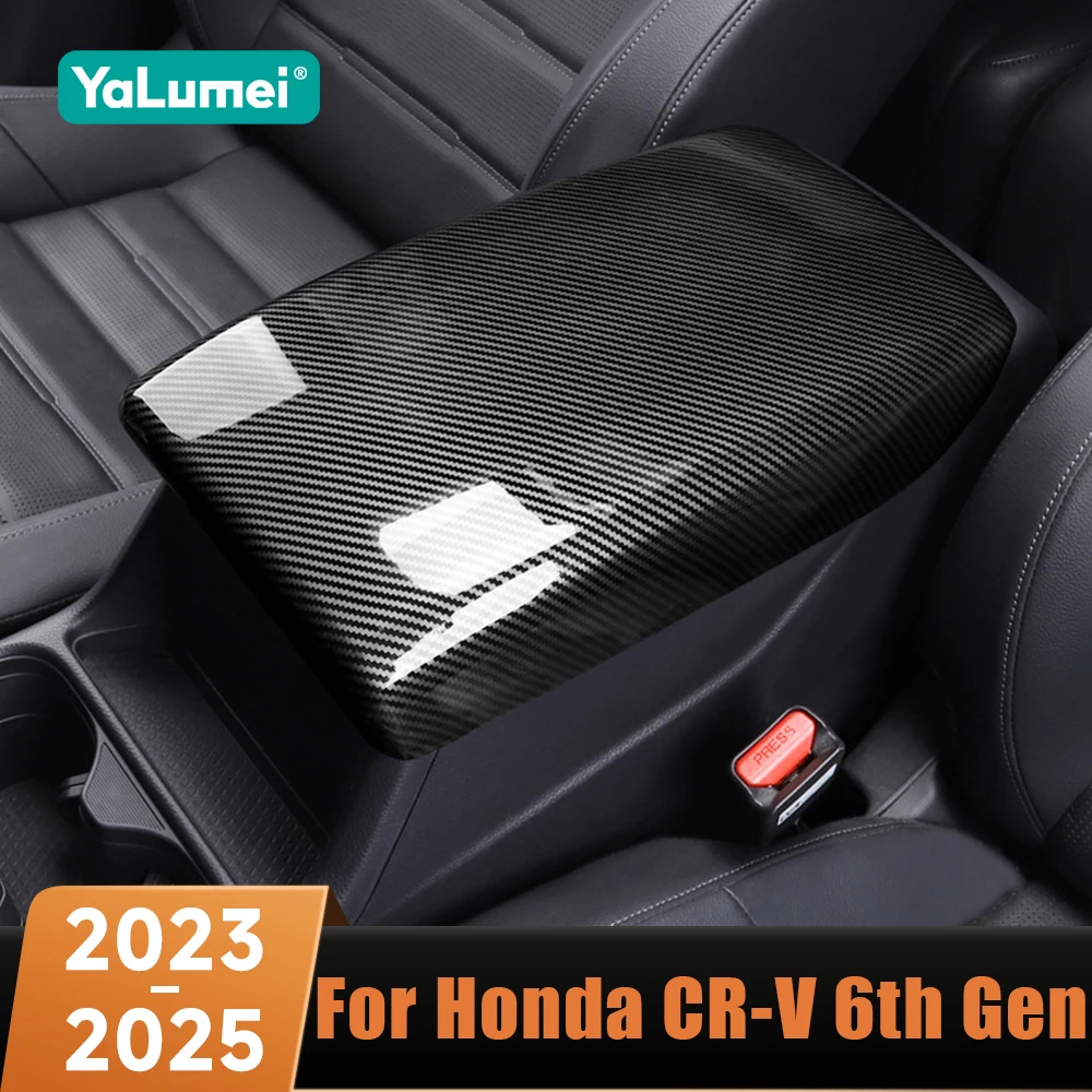 

Car Central Armrest Storage Box Panel Cover Trim Carbon Fiber ABS Accessories For Honda CR-VCRV 6th Gen 2023 2024 2025 Hybrid