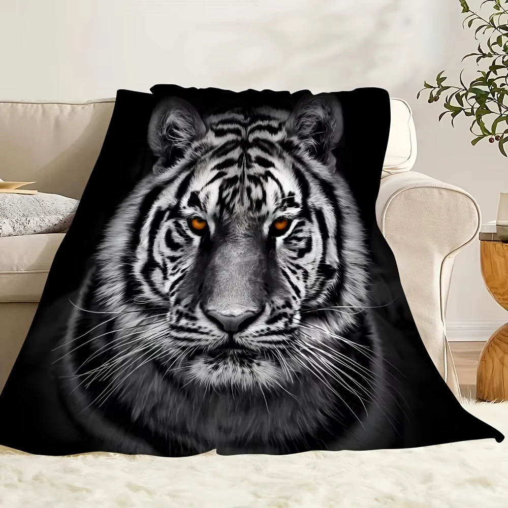 Domineering Tiger Head Cover Blanket Simulation Tiger Pattern Living Room Bedroom Blanket Trend Essential Blanket
