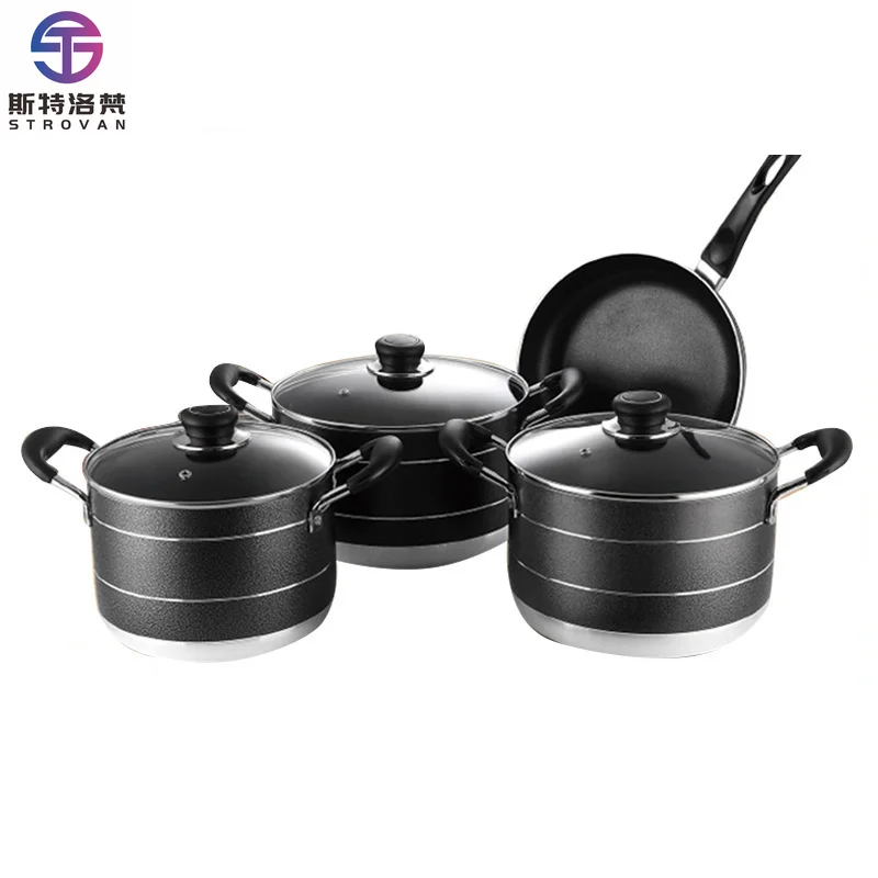 

Commercial 7pcs Nonstick Aluminum Alloy Kitchenware Cookware Set High Quality Deepened Soup Pot Multi Size Casserole