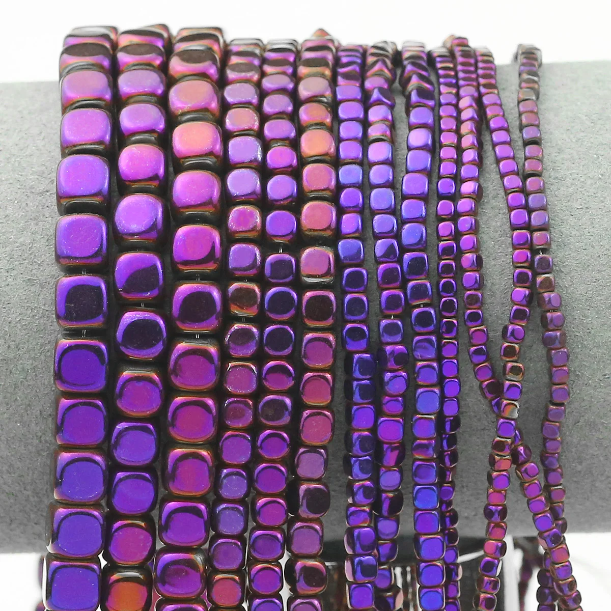 Purple Hematite Round Corner Square Stone Spacer Loose Beads For Making Necklaces Earrings Bracelets DIY Accessories 2/3/4/6mm