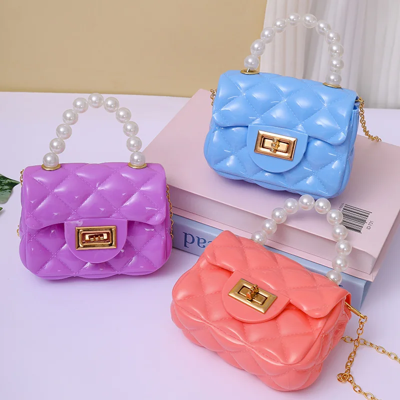 Small Cute Girls Crossbody Bag Exquisite Pearl Jelly Bag Logopinkycolor Fashion Convenient Pink Handbag For Trip Daily Commute