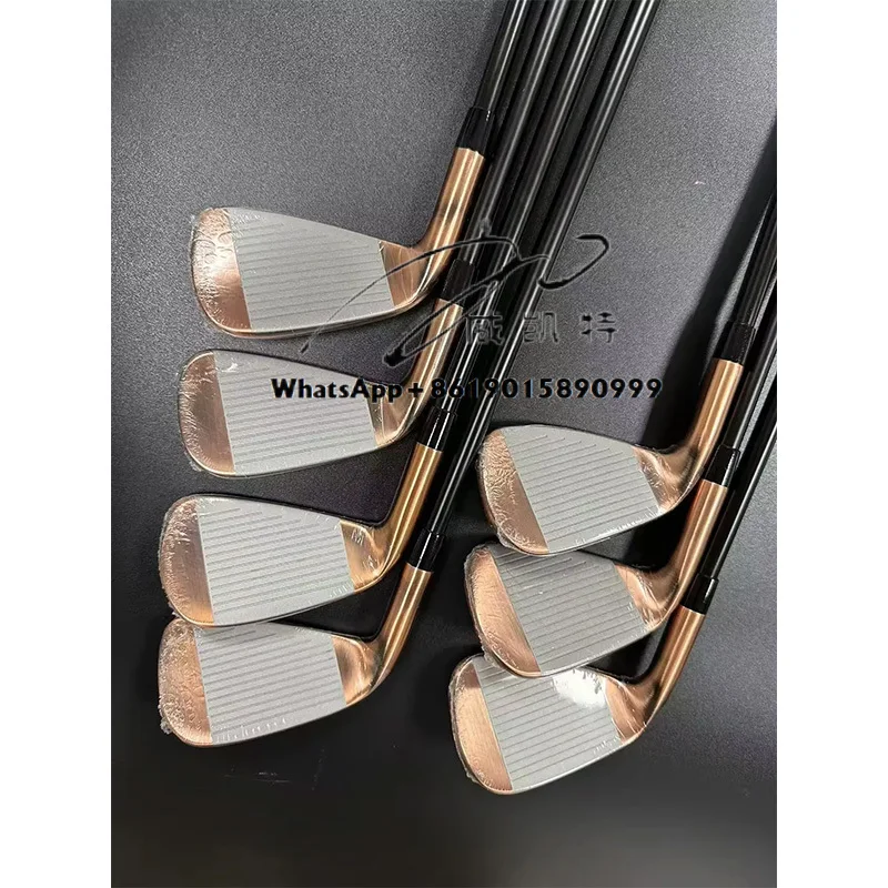 

New Golf Irons Copper Color Set 456789P with Shaft and Grip Golf Club Iron set 7pcs Head Cover