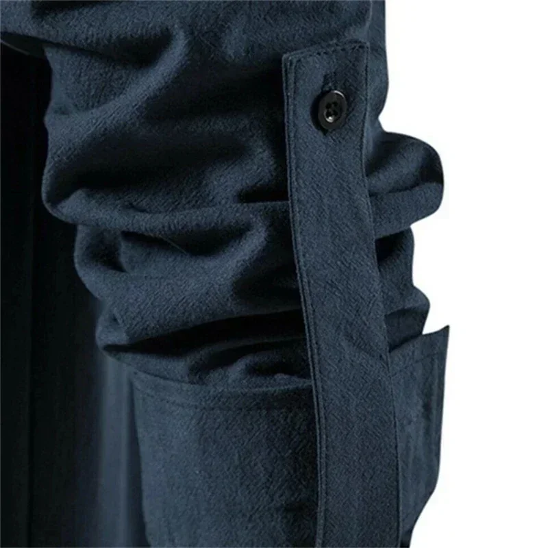 

2024 New Men Long Sleeve Stand V-neck T-shirt Cotton Linen Casual Men's T-shirt Male Breathable Front Lace Up Tops Solid Blouse
