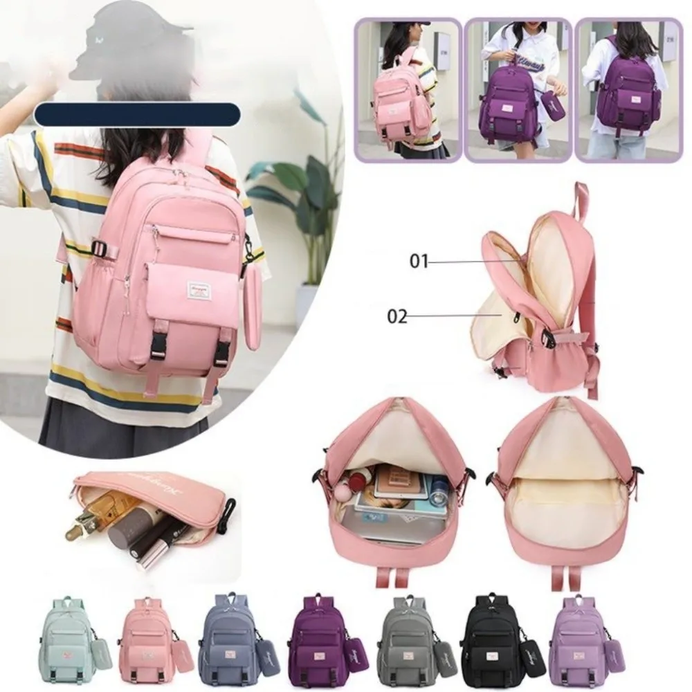 Fashion Oxford Cloth Backpack 2 in 1 Large Capacity Book Bag Multifunction Waterproof School Rucksack College