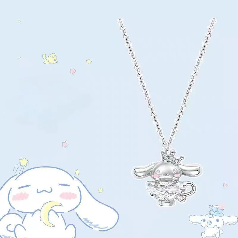 

Sanrio Cinnamoroll Necklace Anime Figures Cartoon Alloyed Necklace Q Figural Anime Merchandise Decoration Children Birthday Gift