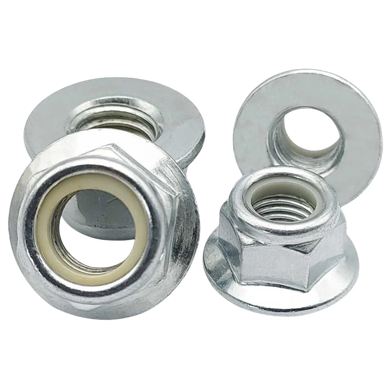 DIN6926 Metric M4 M5 M6 M8 M10 M12 Antirust Zinc Plated Hex Flange Nylon Insert Lock Nut Self-locking Nylock Locknut