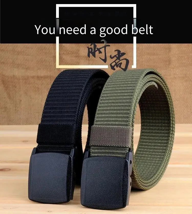 Hochwertiger Gürtel mit automatischer Schnalle für Herren, Canvas, taktischer Gürtel, schwarz, Arbeitskleidung, Freizeit, Outdoor, Militärtraining, Hosengürtel für Herren – Detail 6