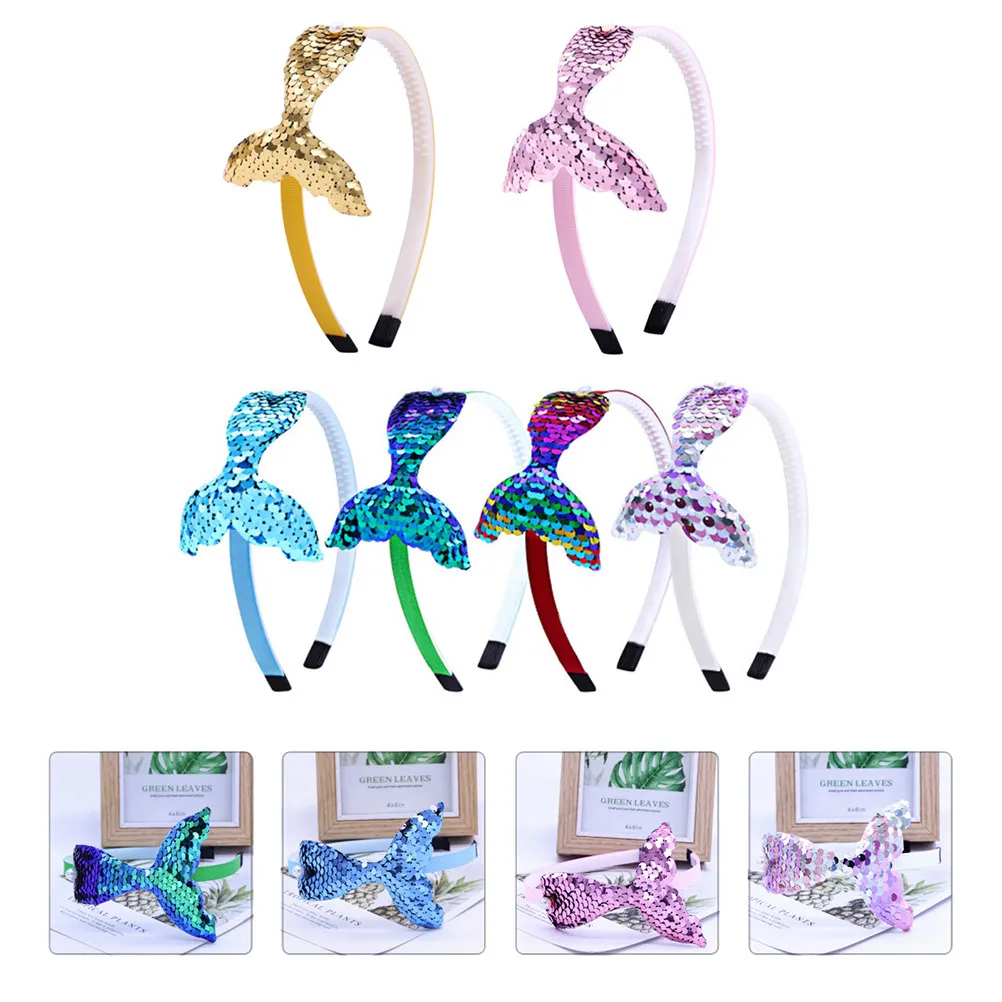 

6Pcs Girl Cartoon Hair Hoop Mermaid Tail Headband Kids Party Headdress Cosplay Headwear Birthday Prom Pageant Photo Prop