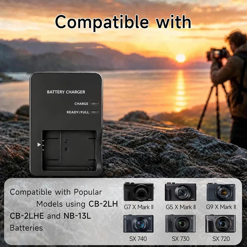DT98 Battery CB-2LH CB-2LHE for Canon NB-13L G7 X Mark II III G5 X SX620 HS US Plug