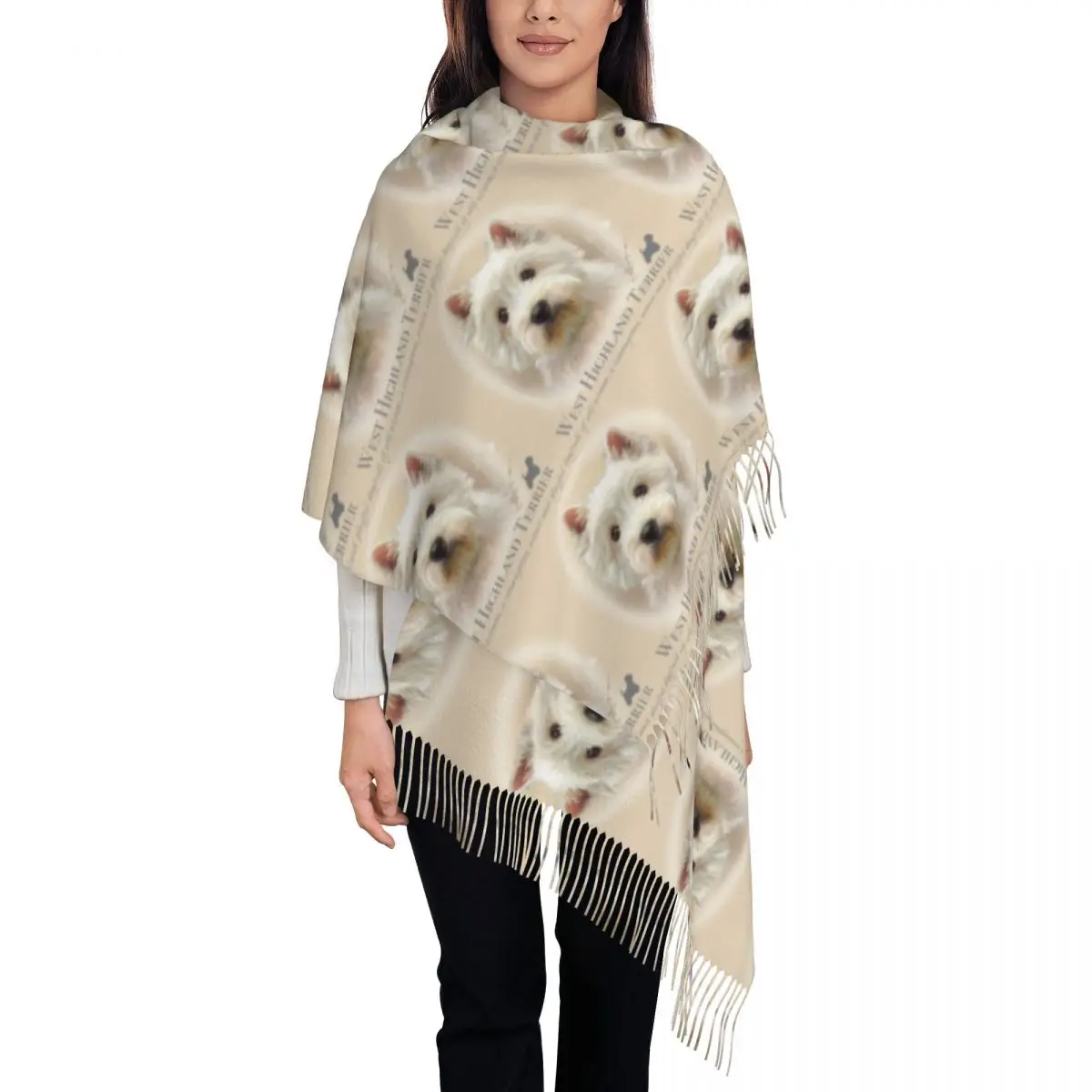 Custom Print Westie Scarf Men Women Winter Fall Warm Scarves West Highland White Terrier Dog Shawls Wraps