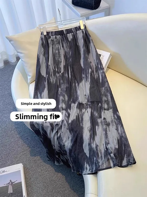 

Summer Drapey A-Line Midi Skirt Ele Sexy High Waist Long Skirt Women's Faion 2025 New Sle Fulln A-Line Skirt