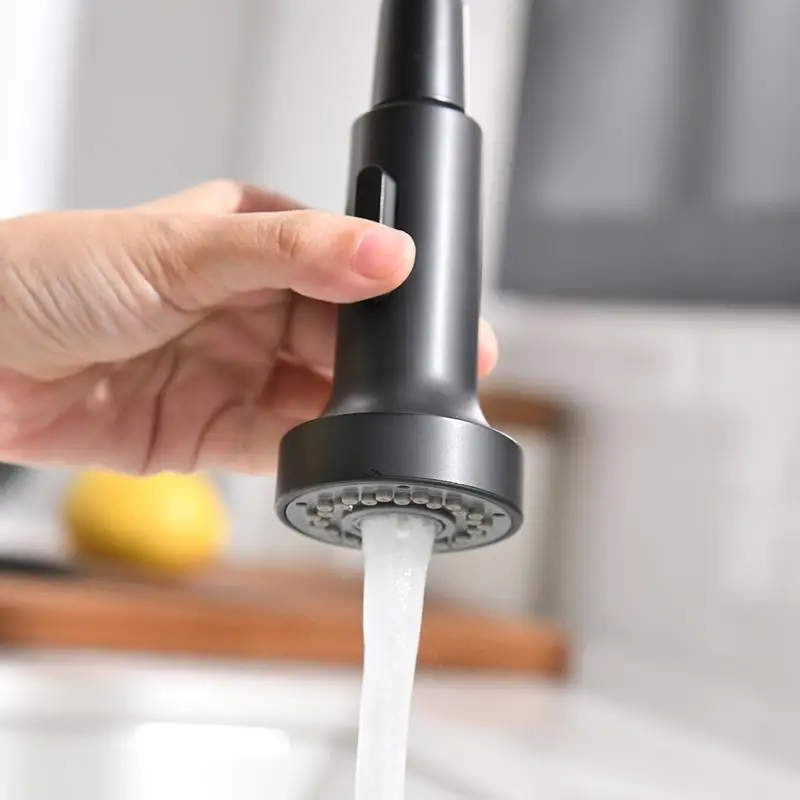 Matte Black Kitchen Faucet with Pull Down Water Filter and Roll Up Dish Drying Rack for Drinking Water