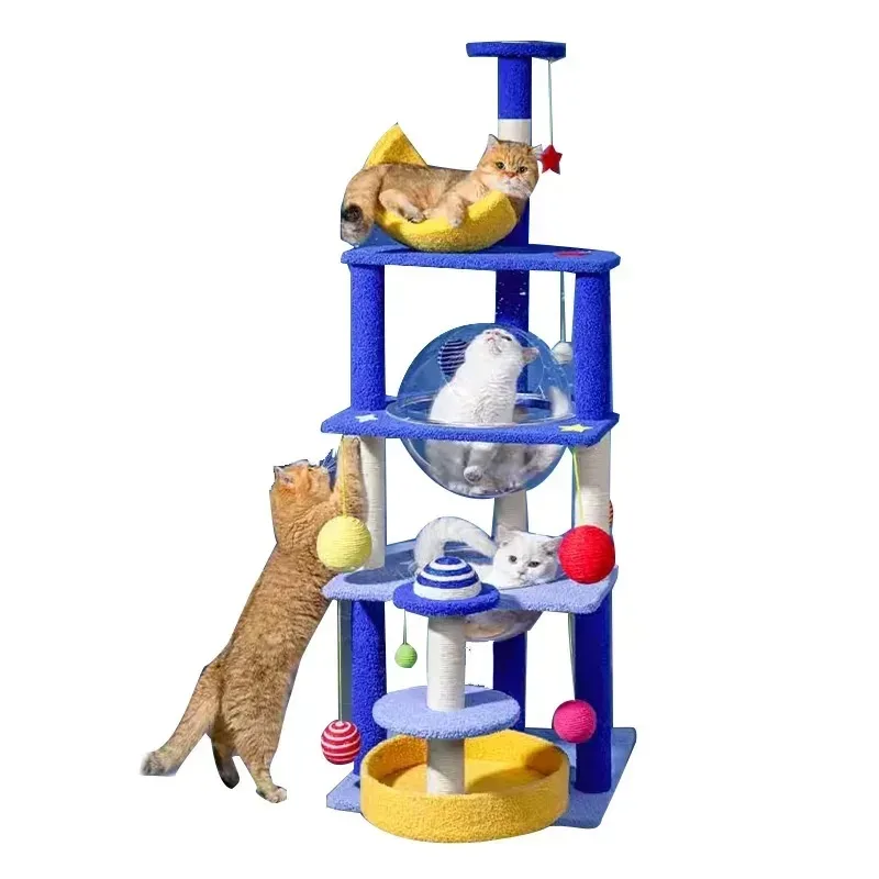 New Cat Treehouse cute Cat Trees Scratching Board Poles With Toy Hanging Ball Sisal Rope Cat Tree