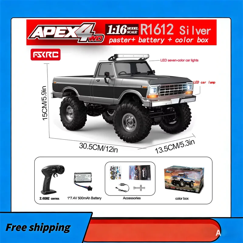 

1:16 Rc Car R1611 Rc 4x4 Off-Road Vehicle - Full Function Rc Crawler Alloy Drive Shaft Realistic Led Headlights Or Roof Light