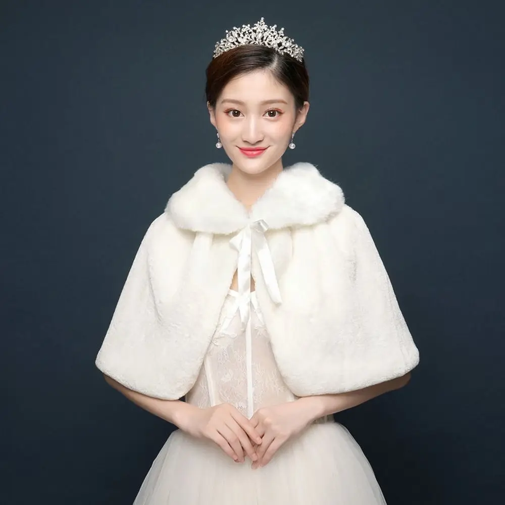 Lace Ribbon Wedding Accessories Bridal Wrap Soft Cape Wedding Jackets Wedding Bridal Shawl Winter Cape Fur Shawl  Wrap