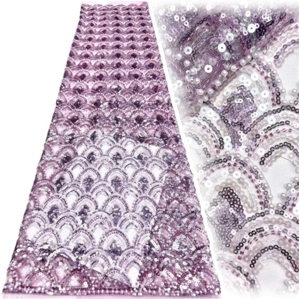 

Новейшая африканская ткань с пайетками и бисером, роскошная высококачественная французская нигерийская тюлевая ткань с бисером для вечерних платьев 2313
