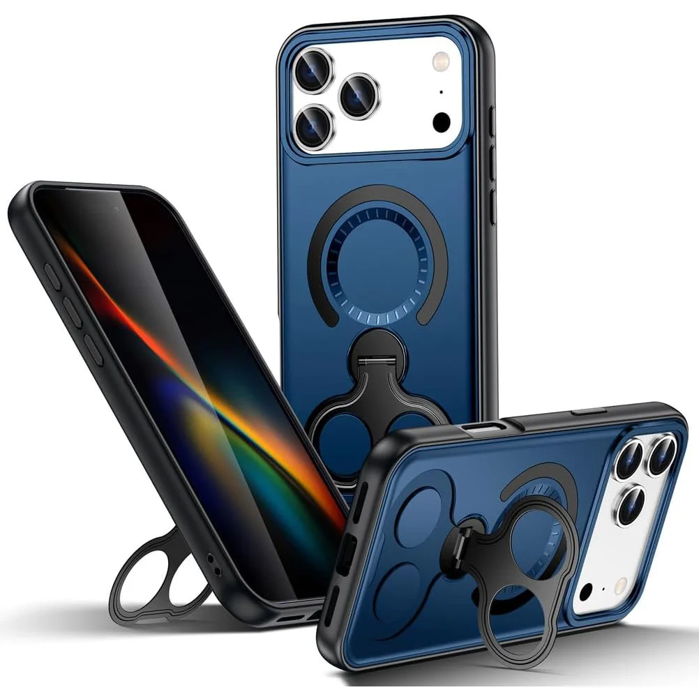 

Чехол для iPhone 17 Pro Max/17 Pro/17 Air/17 с магнитной беспроводной зарядкой, двойным кольцом-подставкой, тонкий, матовый, противоударный