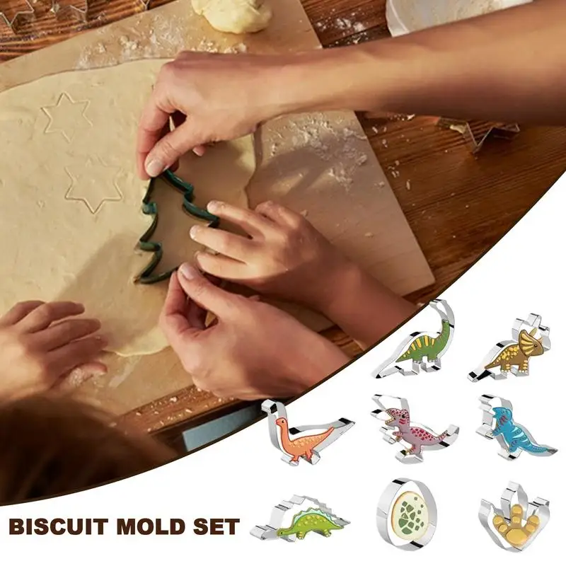 Dino Cookie Cutters 8 Pieces Dinosaur Cookie Cutter Set Cookie Molds Dinosaur Parties Favors Small Cute Cookie Cutters For