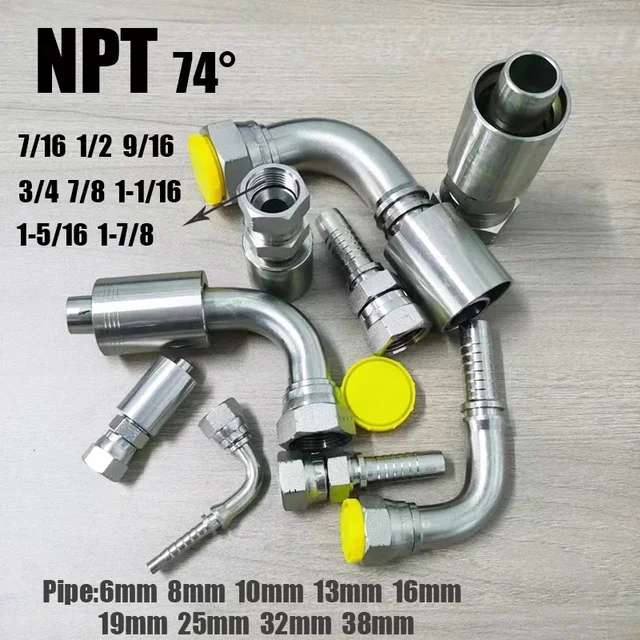 NPT 7/16 "9/16" U3/4 "7/8" gwint hydrauliczny stożek złącze węża koniec wysokociśnieniowy złącze rury olejowej hydrauliczne złącze węża zaciskanego