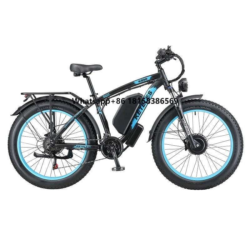 

Original Factory KETELES K800 Electric Bicycle 2x1000W Two Wheel Drive E-Bike 26"x4.0" Fat Tire Dual Motor Electric Bike