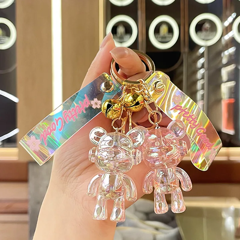 

Minso Creative Crystal Violent bear keychain, acrylic transparent doll, car key chain pendant, cute bag pendant