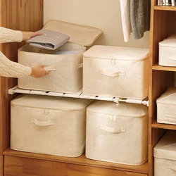 White Storage Boxes Universal Cotton & Linen Storage Bin Dustproof Clothes Quilt Organizing Box With Handle For Living Room