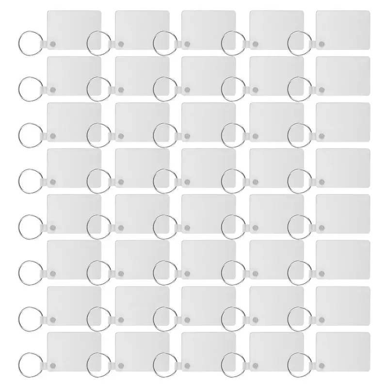 AEE8-40 Pack Sublimation Keychain Blank Double Sided Heat Transfer Blank MDF Blank Board Key Ring Blank Sublimation DIY