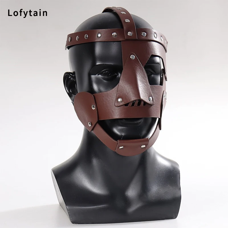 

Medieval Warrior Gladiator Leather Mask Cosplay Roman Egyptian Myth Soldier Vintage Punk Helmet Halloween Party Costume Props