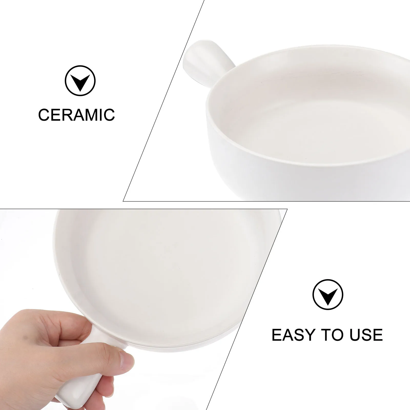 

Ceramic Salad Bowl White Kitchen Pan Heat Conductor Small Milk Pot Cooking Soup Sauce Noodle Bowl for Breakfast
