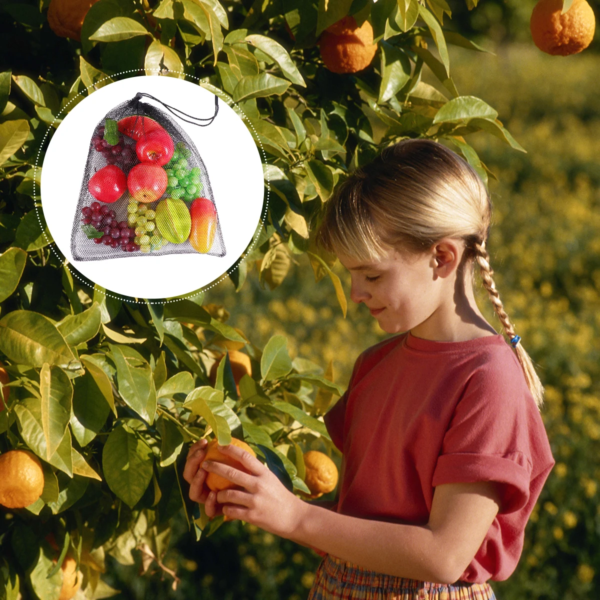 

6Pcs Drawstring Mesh Bags Breathable Storage Pouch Portable Cinch String Bag Bundle for Travel Shopping Storage Pouch