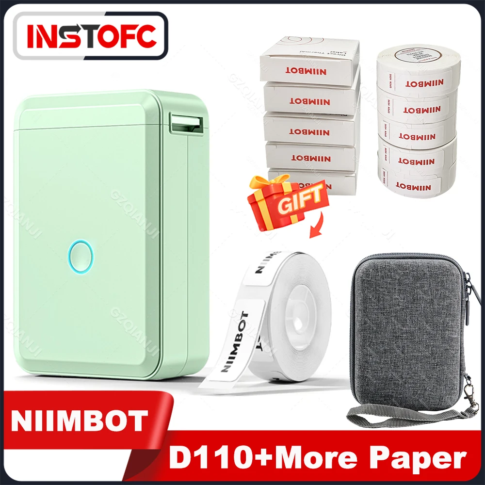 Niimbot เครื่องทำฉลาก D110เครื่องพิมพ์ฉลากความร้อนแบบพกพาขนาดเล็กไร้สายกระเป๋าพิมพ์ชื่อสติกเกอร์ DIY ขนาด12-15มม.