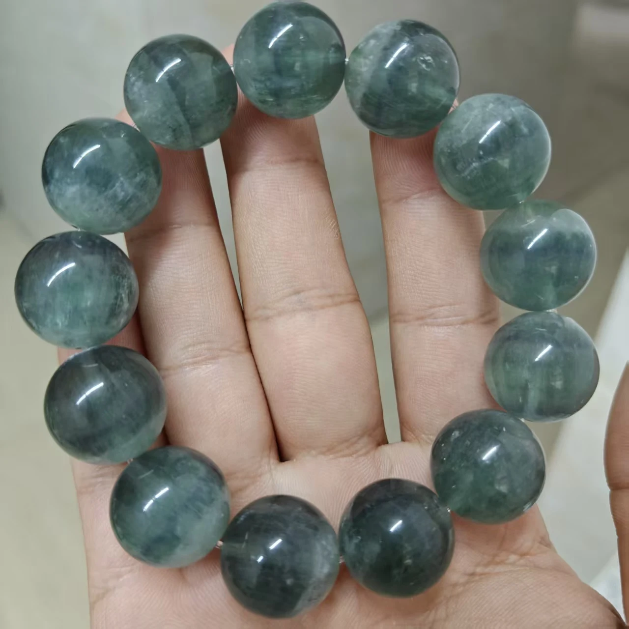 Natürliche AAA Drahtgezogene Blau-Violette Fluorit Glücksstein Glatte Runde Perlen für Schmuckherstellung, Armband- und Halsketten-Design, Geschenk – Detail 2
