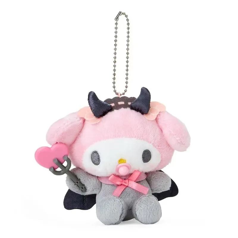 12cm Uroczy Kreskówkowy Sanrio Aniołek Dziecko Diabełek Smoczek Seria Kuromi My Melody Hello Kitty Pluszowa Lalka Brelok Zawieszka do Torby Zabawka Prezent
