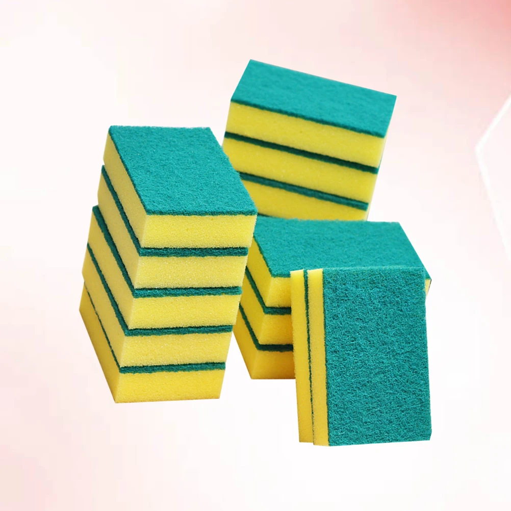 

15pcs Sponge Scouring Pads Durable Kitchen Scrubbers Wash Basin Cleaning Stove Bathroom Household Sponges Water Absorbing