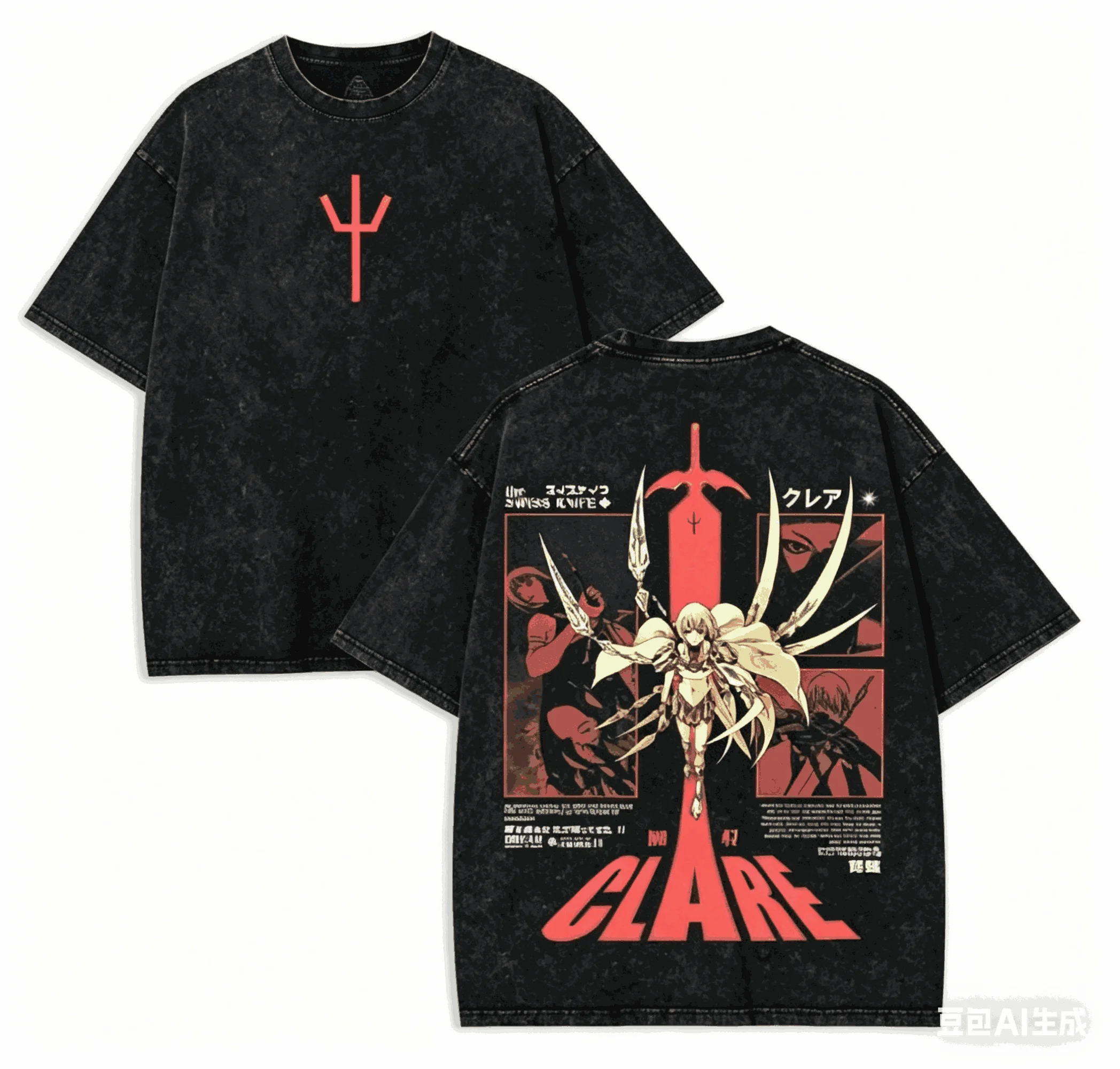 Claymore Washed T-Shirt 2026 Neues Modell Persönlichkeitskleidung Hemd Ganzjährige Kleidung Streetwear Trendiges Vintage-Geschenk Atmungsaktiv