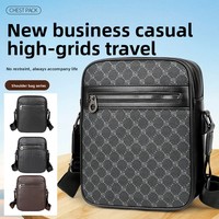 Men's Large Capacity PU Leather Single Shoulder Bag Waterproof Wear-resistant Fashionable Travel Crossbody Bag Business Work