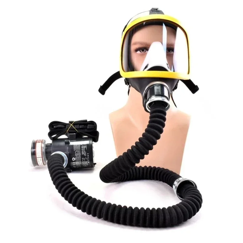 Maschera antigas a pieno facciale industriale Fornitura elettrica protettiva portatile Sistema di respiratore alimentato ad aria con flusso costante e accessori