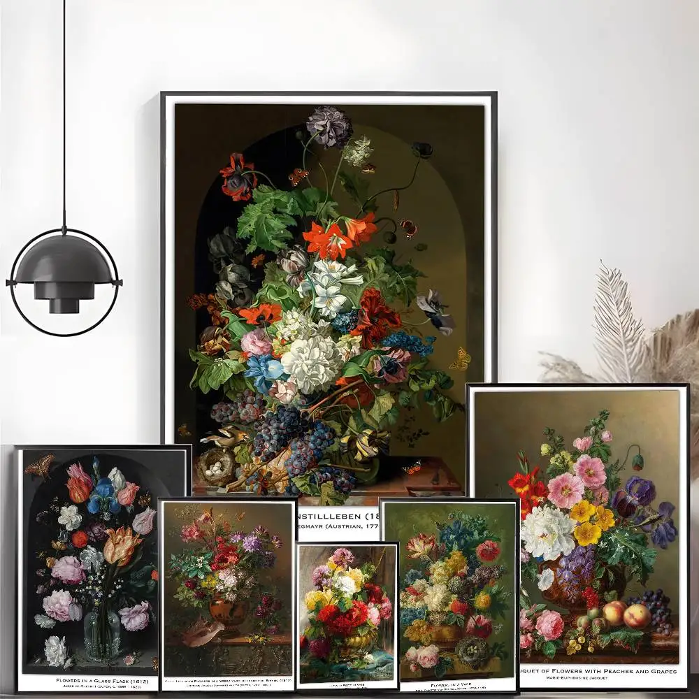 ملصق لوحة زهور لا تزال الحياة لا يتطلب أوراق الحفر ولا علامات يمكن تطبيق ملصقات ذاتية اللصق على أي سطح